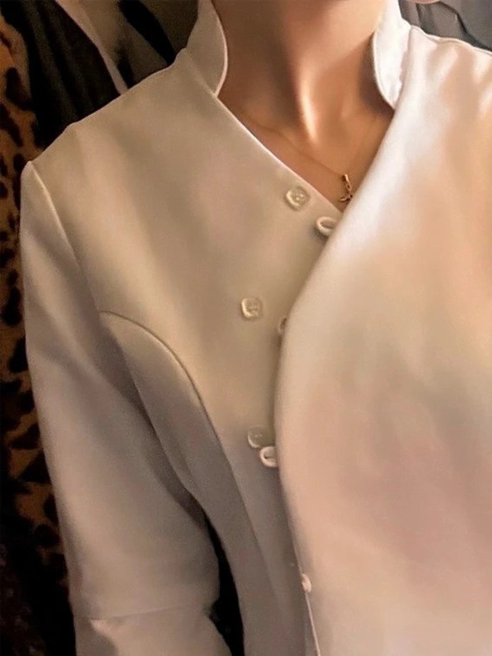 Carolyn Design Uniform Button Front Tunic Smock 100% Cotton ~ white